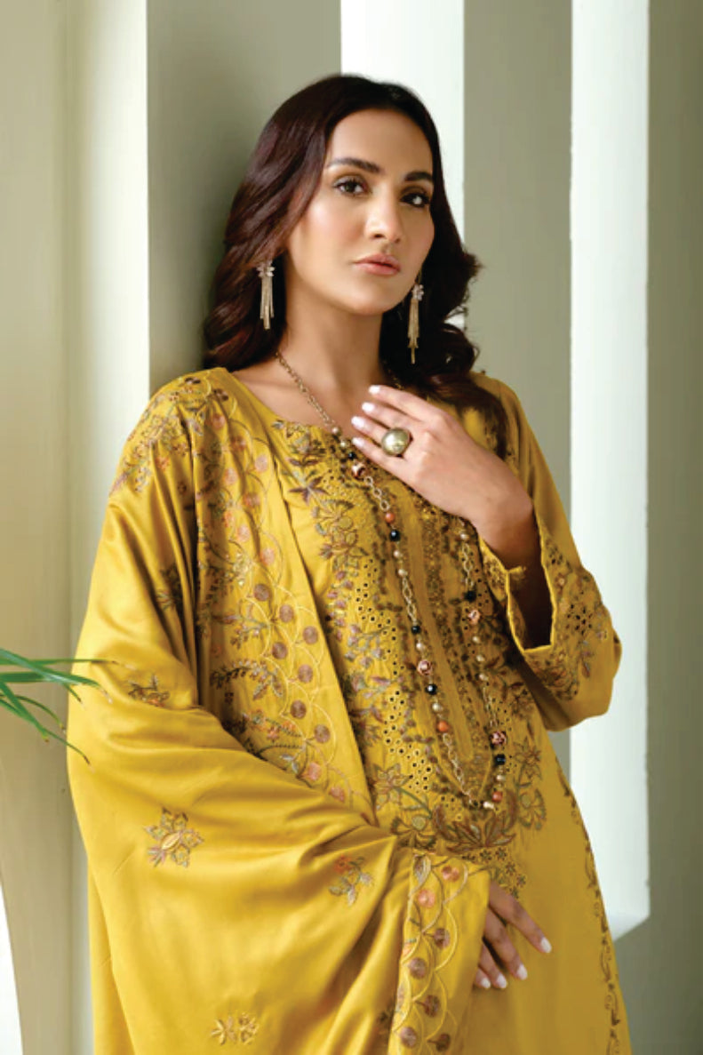 Linen Embroidered Collection By Marjjan ML-247(MUSTARD)