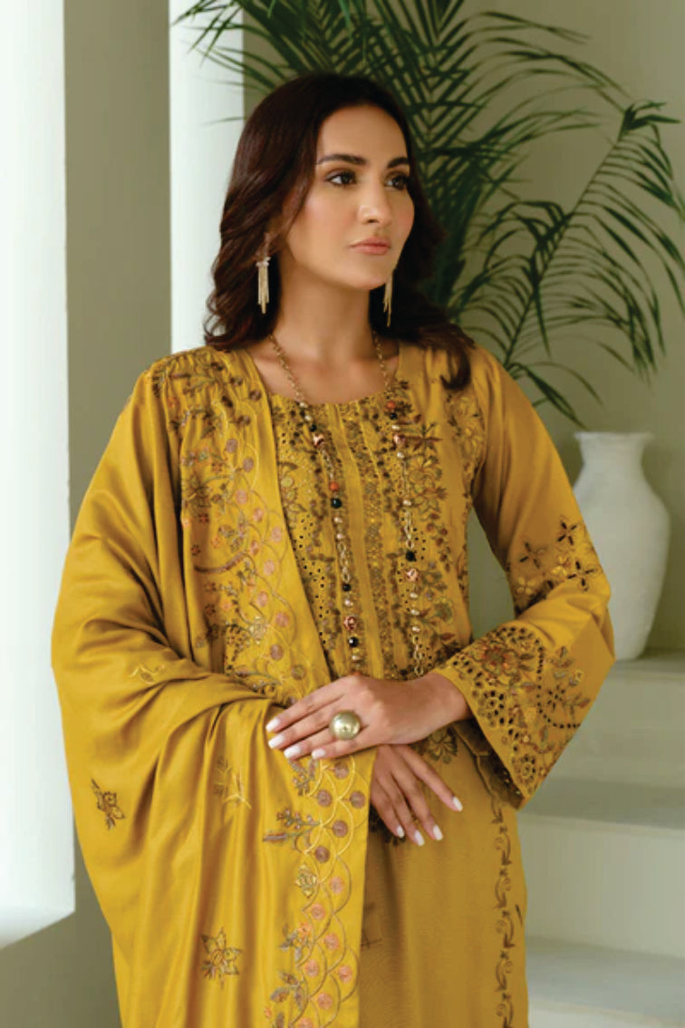 Linen Embroidered Collection By Marjjan ML-247(MUSTARD)