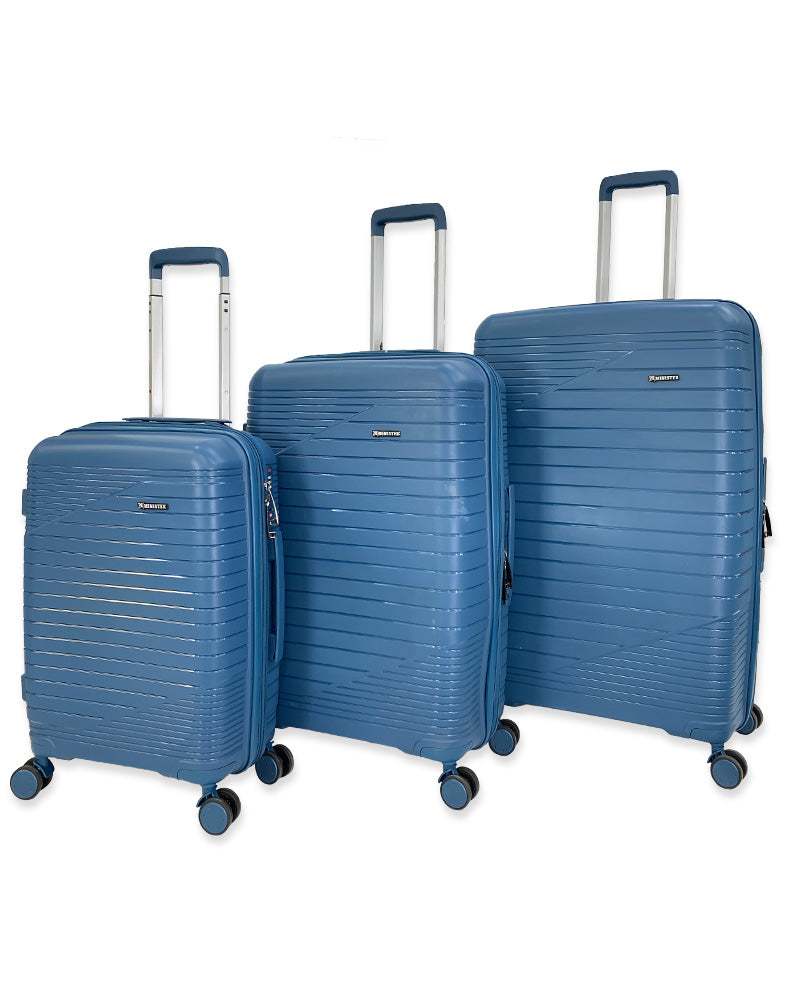 Premium Blue Hardshell Luggage Set Lightweight Trolley Bags with Spinner Wheels