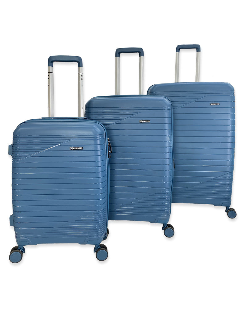 Premium Blue Hardshell Luggage Set Lightweight Trolley Bags with Spinner Wheels