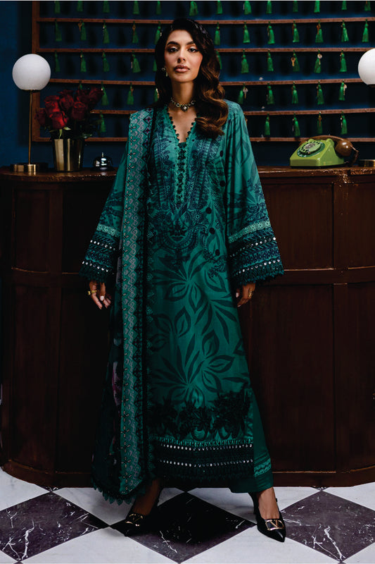 Nureh Embroidered Unstitched Printed Slub Linen Suit - Winter