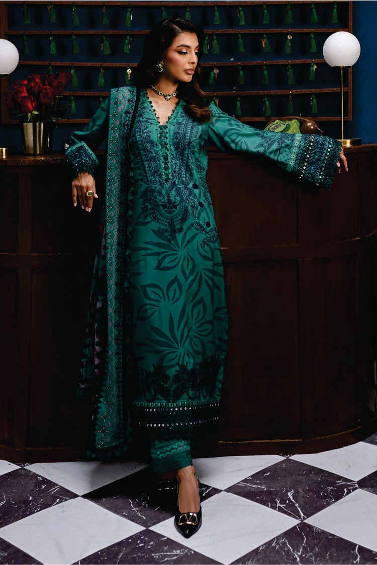 Nureh Embroidered Unstitched Printed Slub Linen Suit - Winter