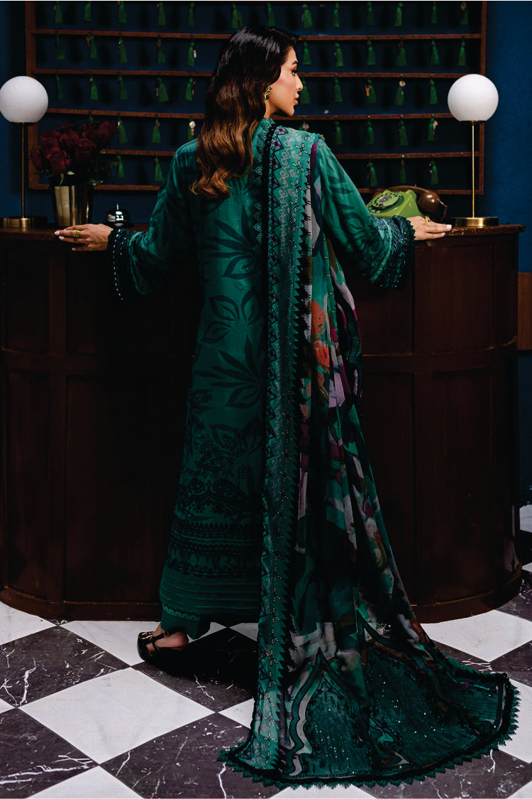 Nureh Embroidered Unstitched Printed Slub Linen Suit - Winter