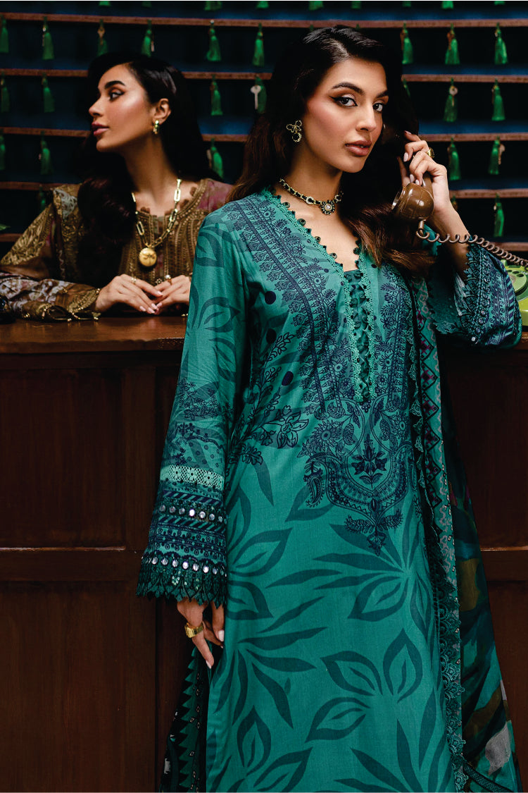 Nureh Embroidered Unstitched Printed Slub Linen Suit - Winter