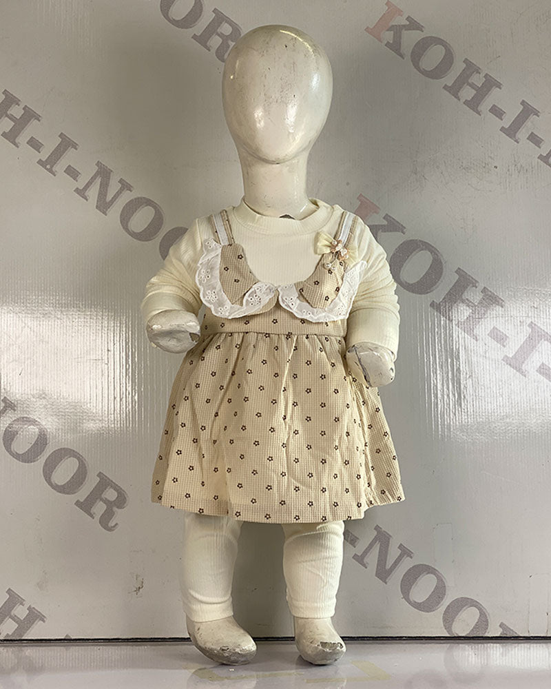 Cream Petals Pinafore Set