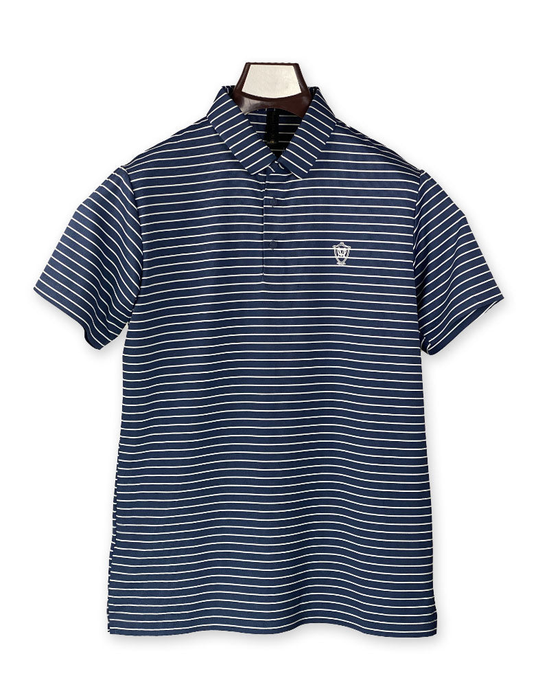 Men’s Navy Blue Striped Polo Shirt – Classic Casual Wear with a Modern Touch