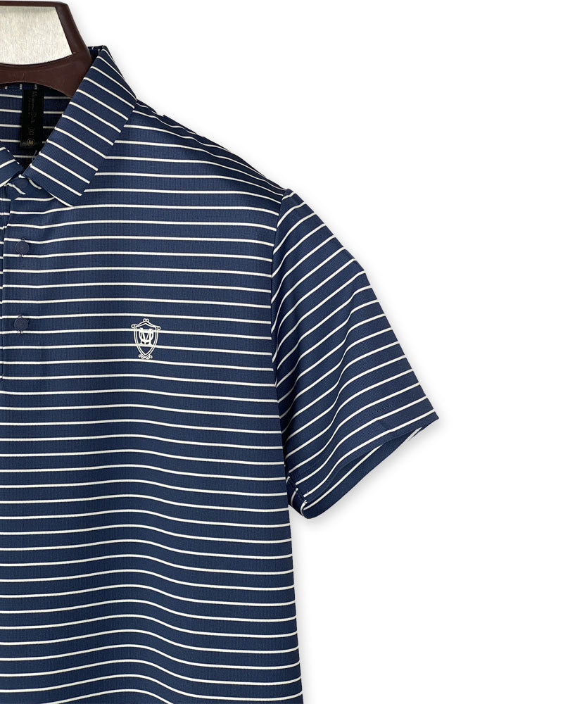 Men’s Navy Blue Striped Polo Shirt – Classic Casual Wear with a Modern Touch