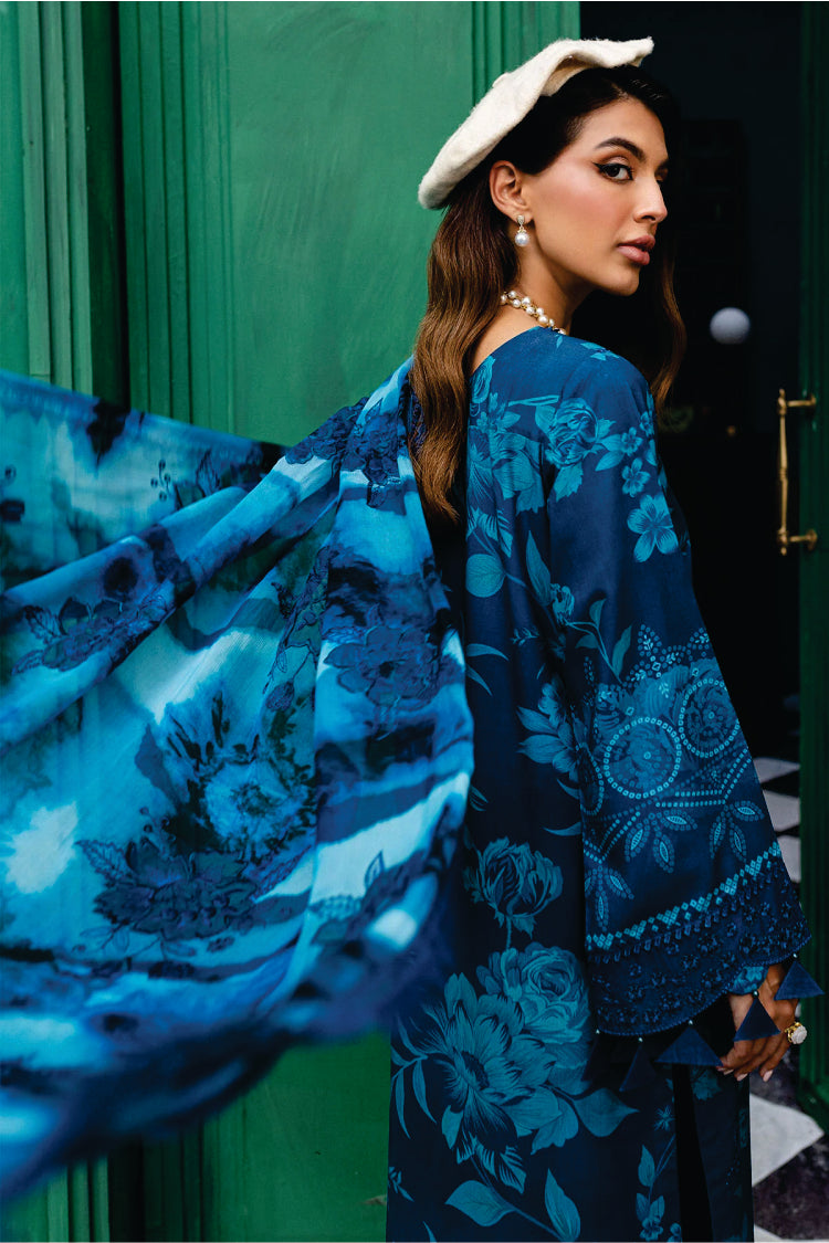 Nureh Embroidered Unstitched Printed Slub Linen Suit - Winter