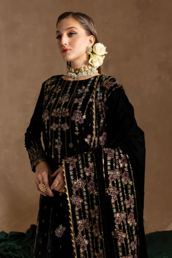 Marjjan Velvet Embroidered 3 Piece Suit - Winter