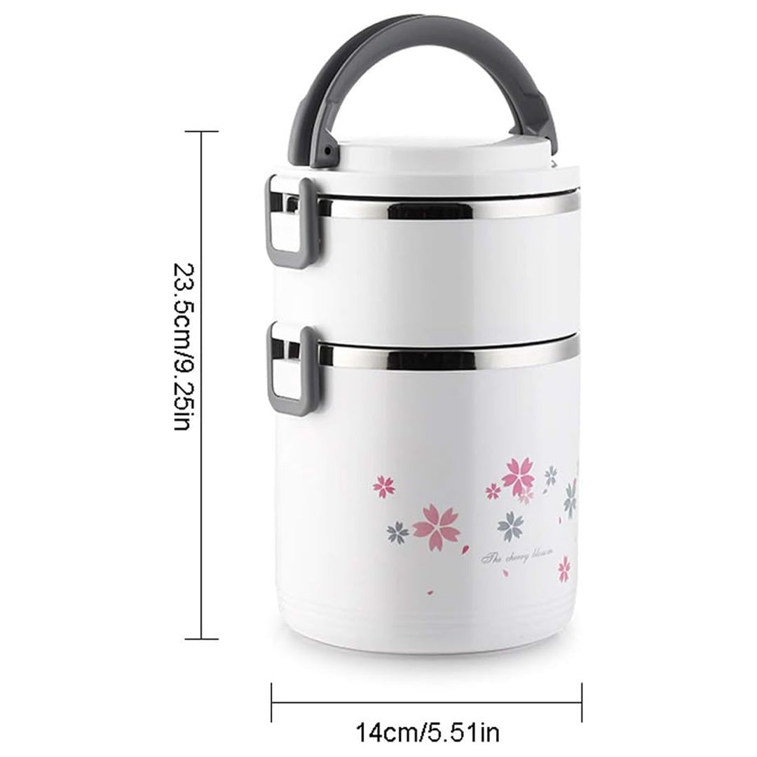 Insulated Stainless Steel Floral Lunch Box with Handle