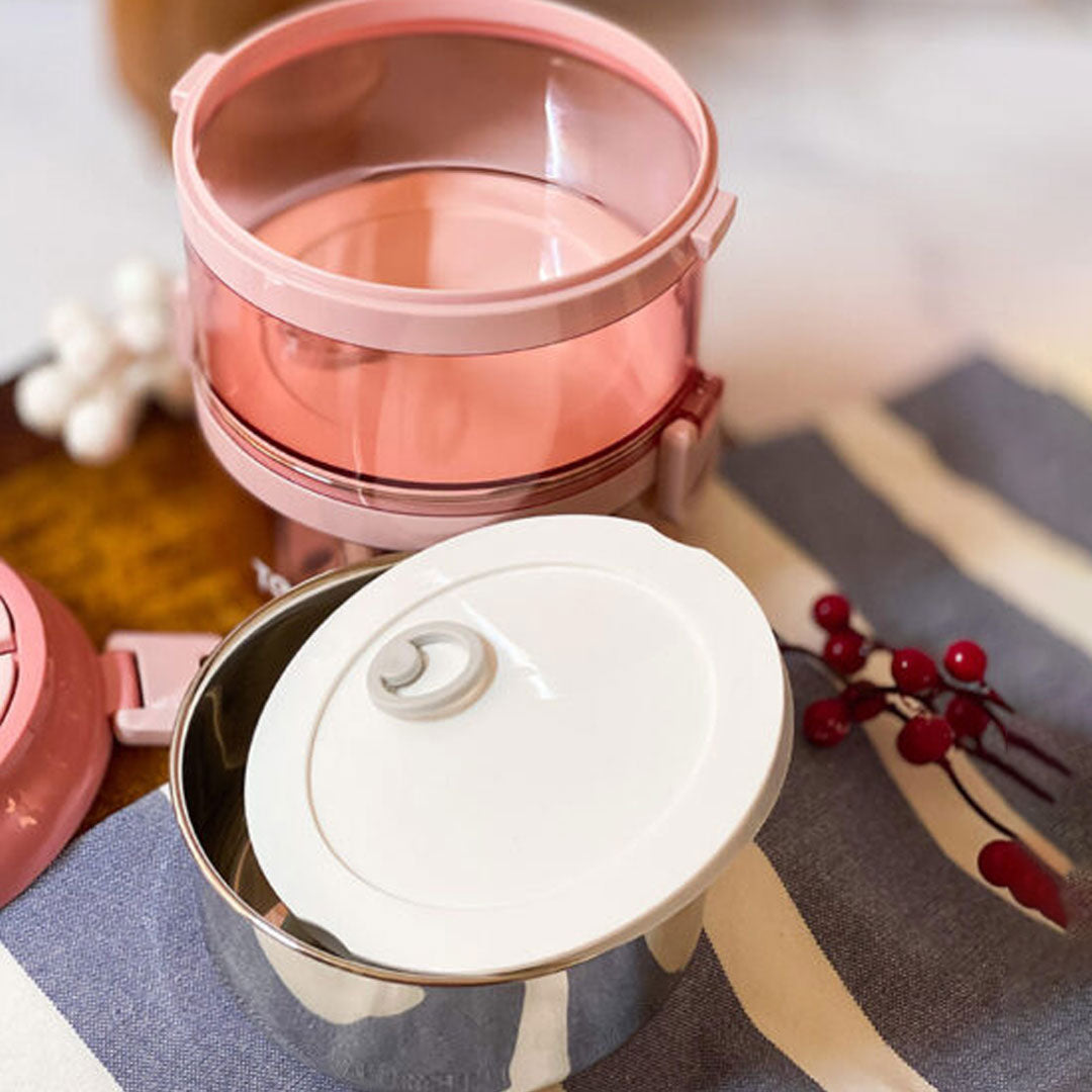 TEDEMEI Double Layer Stainless Steel Lunch Box with Handle