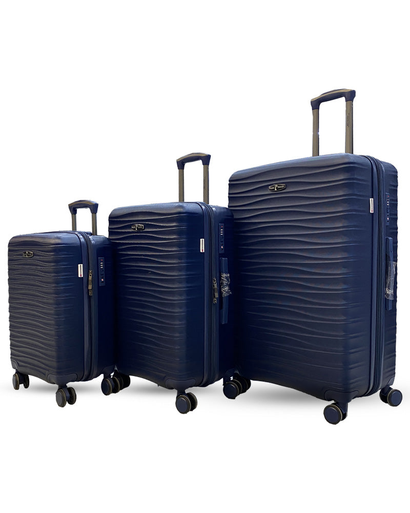 Peak Rover Navy Blue Hard Shell Luggage Set – Lightweight Expandable Spinner Trolleys