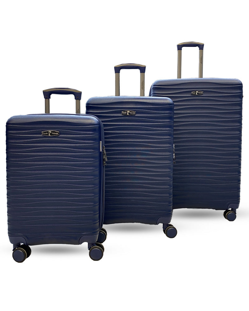 Peak Rover Navy Blue Hard Shell Luggage Set – Lightweight Expandable Spinner Trolleys