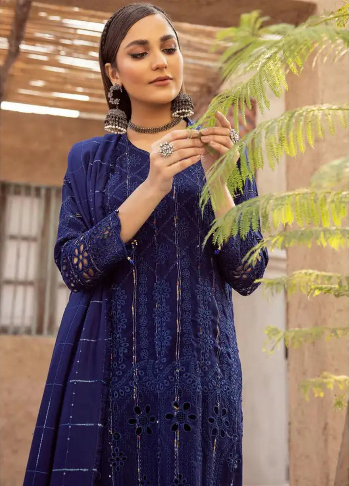 Mahees by Riaz Arts Embroidered Leather Peach Suits Unstitched 3 Piece - Winter Collection
