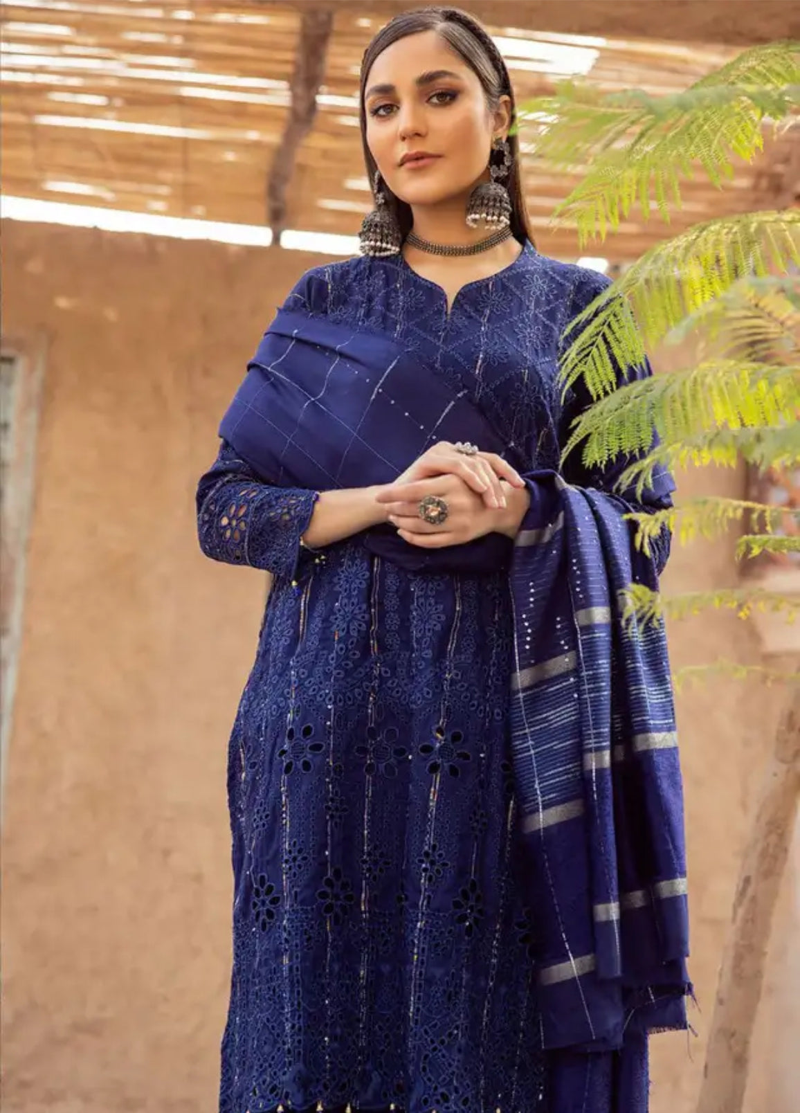 Mahees by Riaz Arts Embroidered Leather Peach Suits Unstitched 3 Piece - Winter Collection