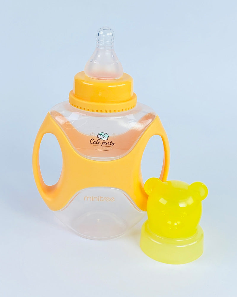Baby Feeder Bottle with Dual Handles and Bear-Shaped Cap
