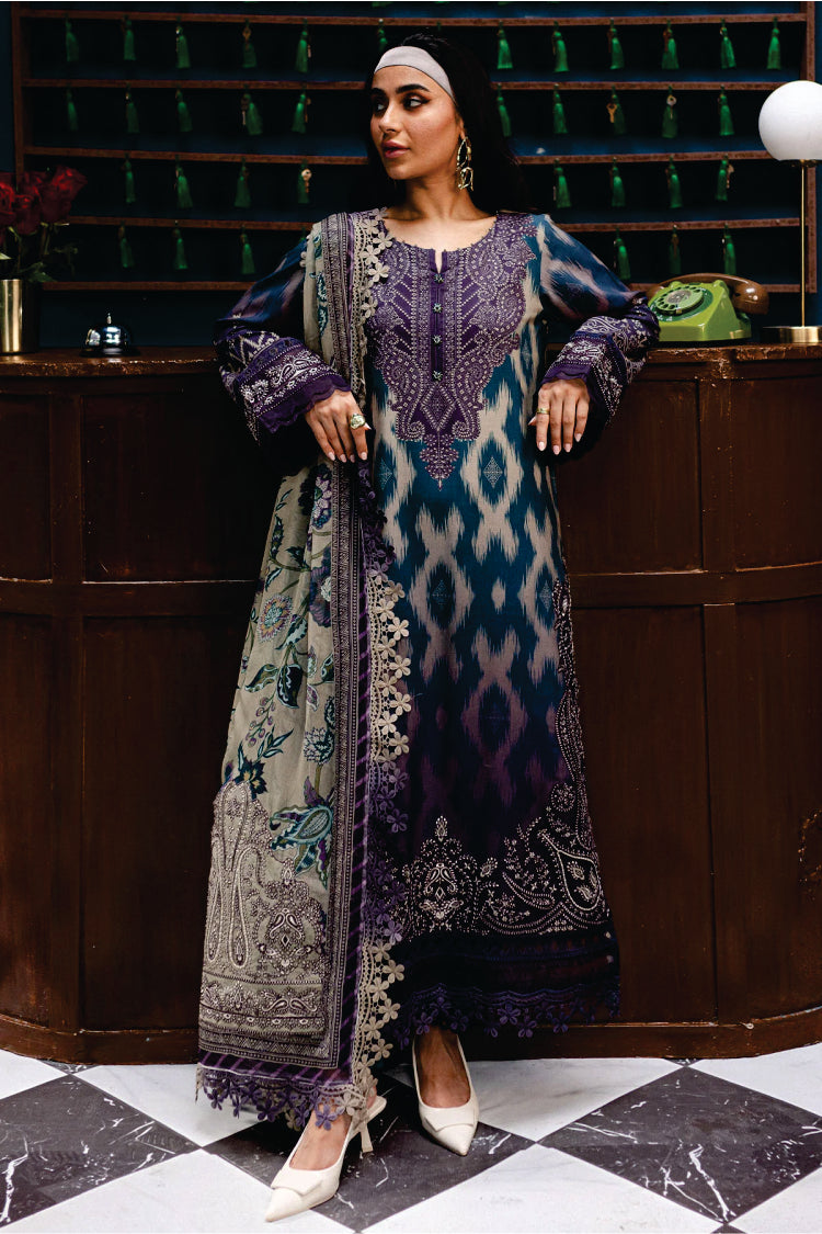 Nureh Embroidered Unstitched Printed Slub Linen Suit - Winter
