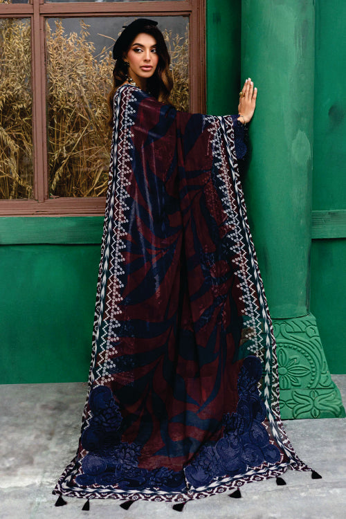 Nureh Embroidered Unstitched Printed Slub Linen Suit - Winter