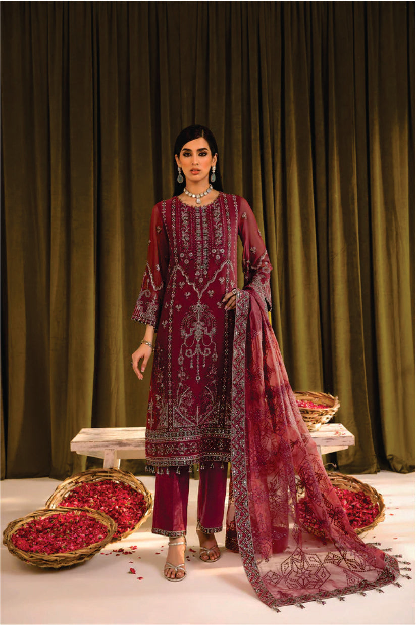 Ladies EMBROIDERED Chiffon Suit Famya By Alizeh