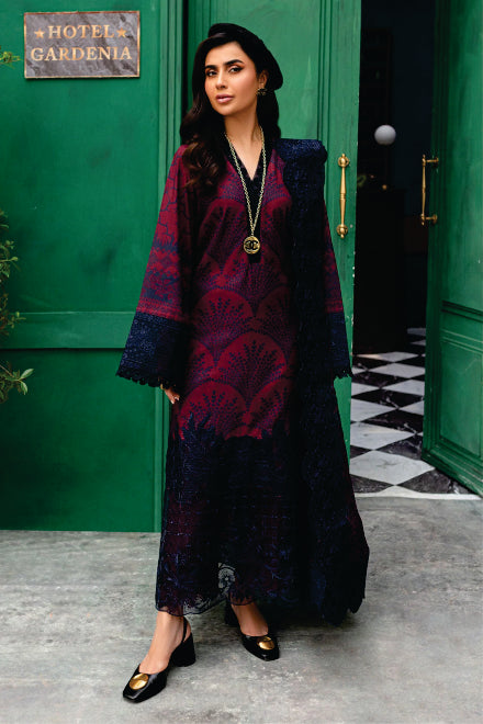 Nureh Embroidered Unstitched Printed Slub Linen Suit - Winter