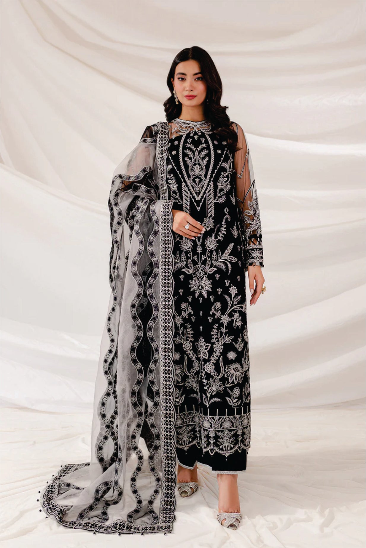 Ladies EMBROIDERED Fancy Suit Black Swan by Farasha