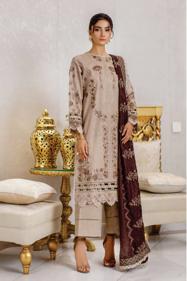 Ladies Unstitched Embroibered Lawn Suit Misal By Marjjan