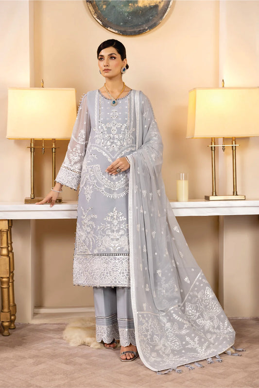 Ladies EMBROIDERED chiffon Suit DHAAGY by Alizeh