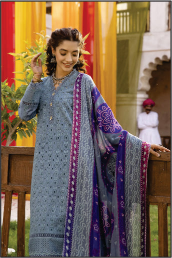 LADIES EMBROIDERED LAWN CHUNRI SUIT BY MAHEES