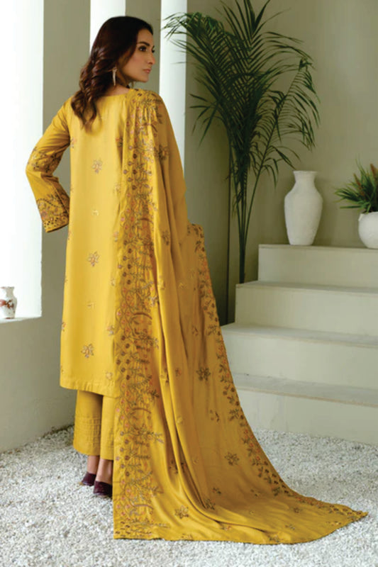 Linen Embroidered Collection By Marjjan ML-247(MUSTARD)