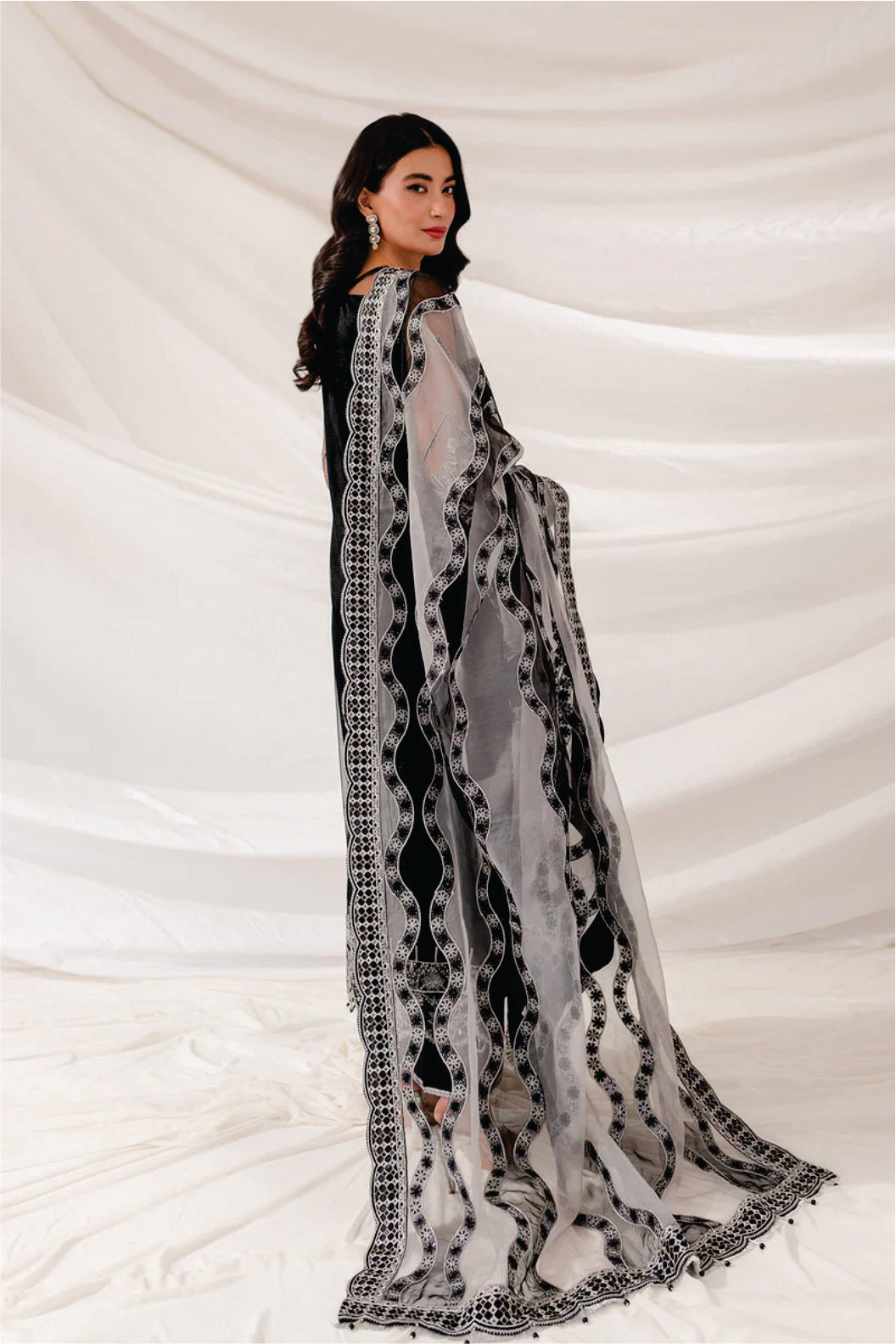 Ladies EMBROIDERED Fancy Suit Black Swan by Farasha