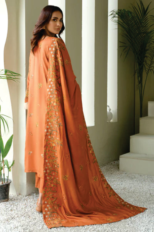 Linen Embroidered Collection By Marjjan ML-247(RUST)