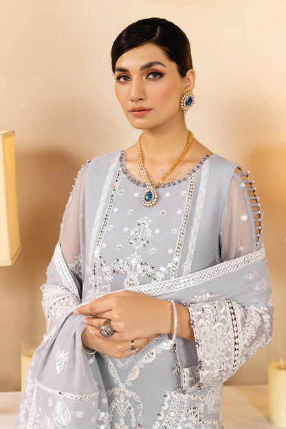 Ladies EMBROIDERED chiffon Suit DHAAGY by Alizeh