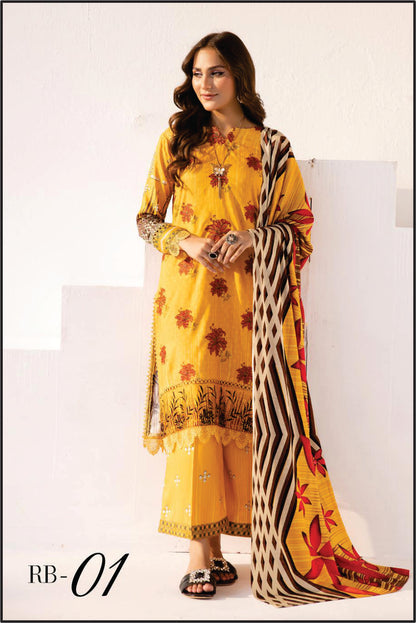 Ladies EMBROIDERED Printed Suit by Rung Brung