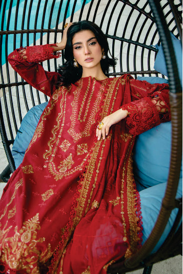 Ladies Unstitched Embroibered Lawn Suit Misal By Marjjan