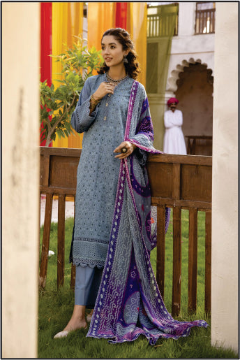 LADIES EMBROIDERED LAWN CHUNRI SUIT BY MAHEES