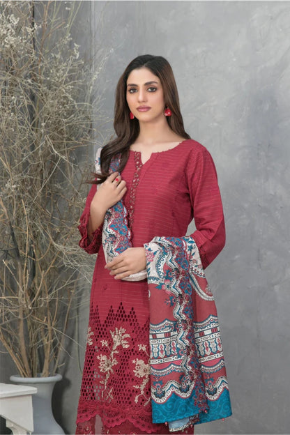 Tawakkal Dimah Embroidered Zari Khaddar Suit