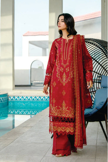 Ladies Unstitched Embroibered Lawn Suit Misal By Marjjan