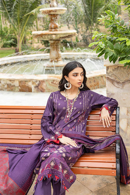 Dr.Haris Embroidered Doriya 3 piece suit With Fancy Shawl - Winter