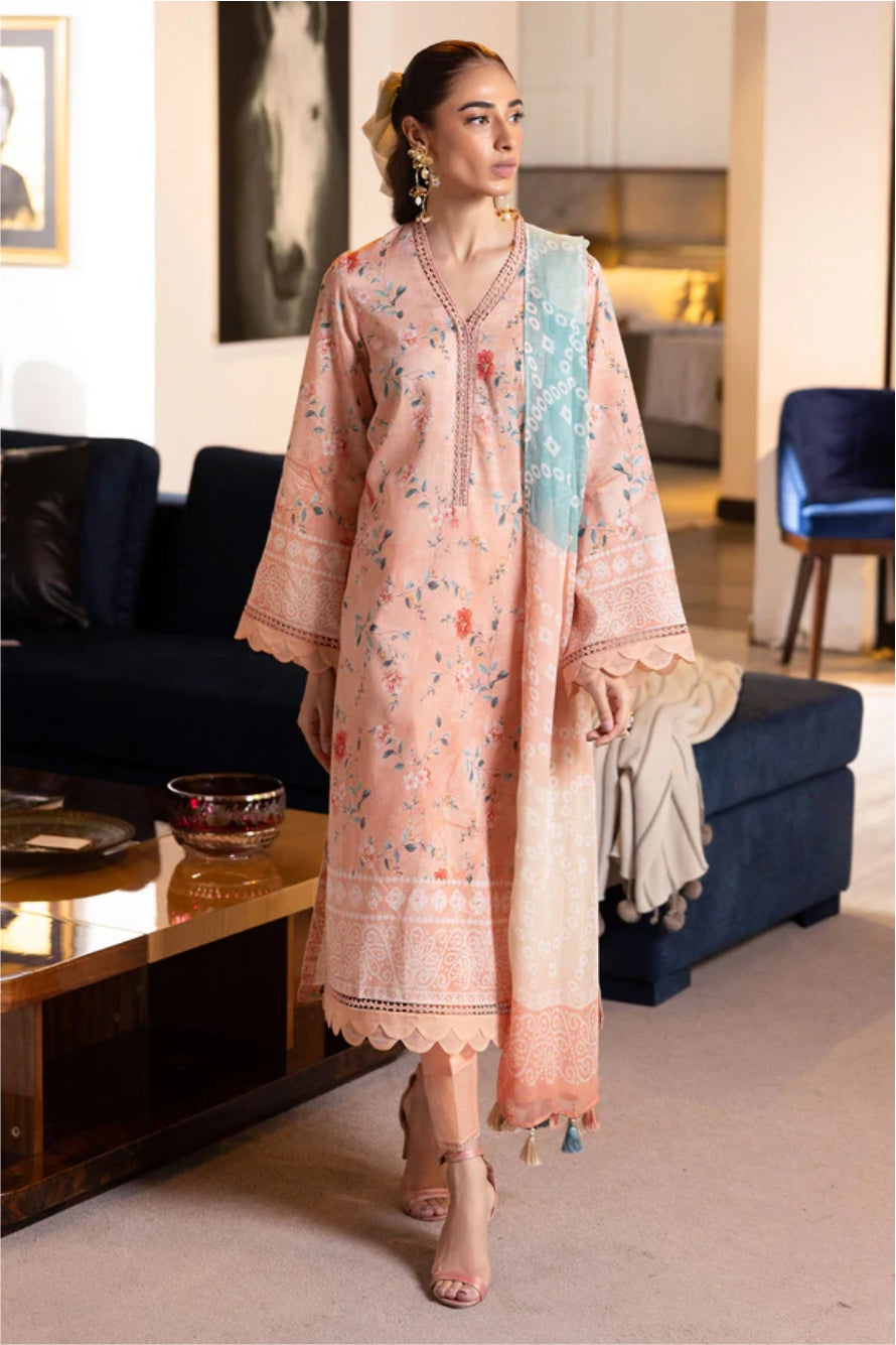 Ladies Printed And Embroidered Lawn Suit By Nureh