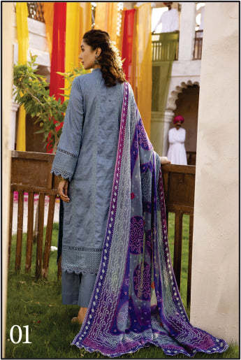 LADIES EMBROIDERED LAWN CHUNRI SUIT BY MAHEES