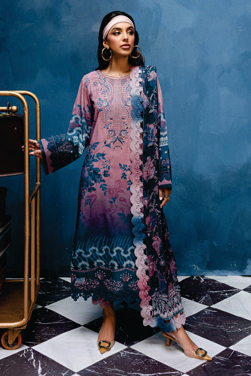 Nureh Embroidered Unstitched Printed Slub Linen Suit - Winter