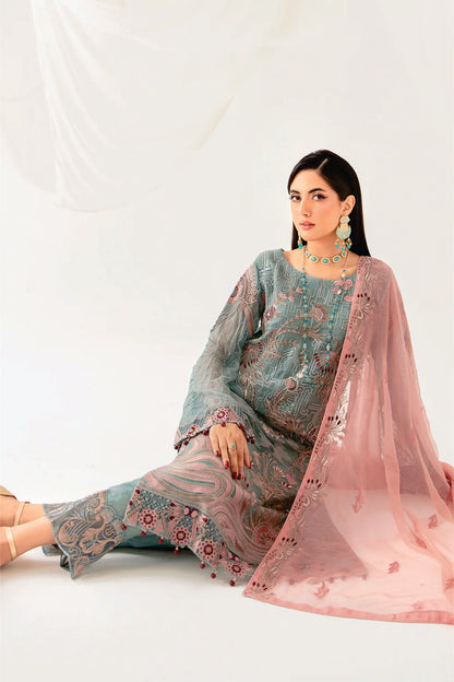 Ladies EMBROIDERED Chiffon Suit RANGOON by Ramsha