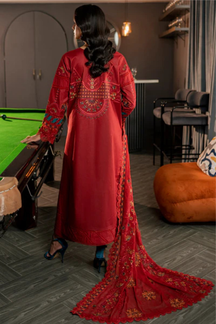 Ladies Unstitched Embroidered Lawn Suit by Marjjan