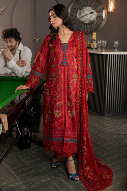 Ladies Unstitched Embroidered Lawn Suit by Marjjan