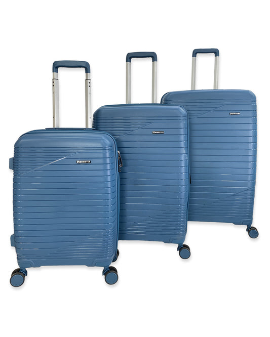 Premium Blue Hardshell Luggage Set Lightweight Trolley Bags with Spinner Wheels