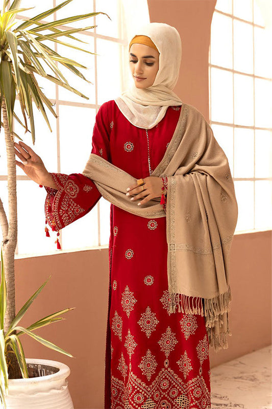 Gul e Zarki 3pc Embroidered Whool Touch Pashmina with Kingarri Shawl by Riaz art