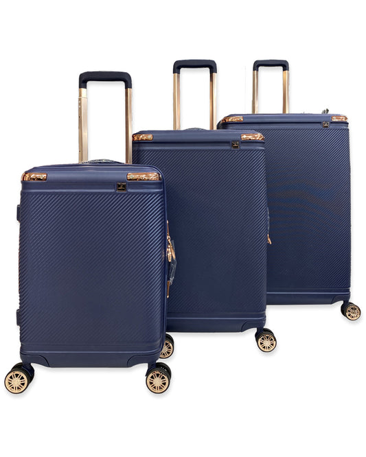 Royal Navy Textured Luggage Set Elegant Expandable Spinner Suitcases