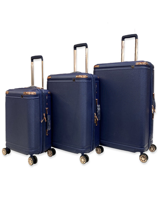 Royal Navy Textured Luggage Set Elegant Expandable Spinner Suitcases