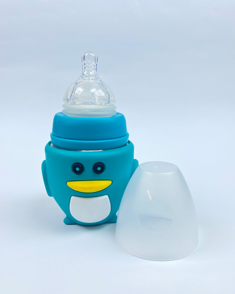 Baby Glass Feeder With Beautiful Silicone Cover - 120ml