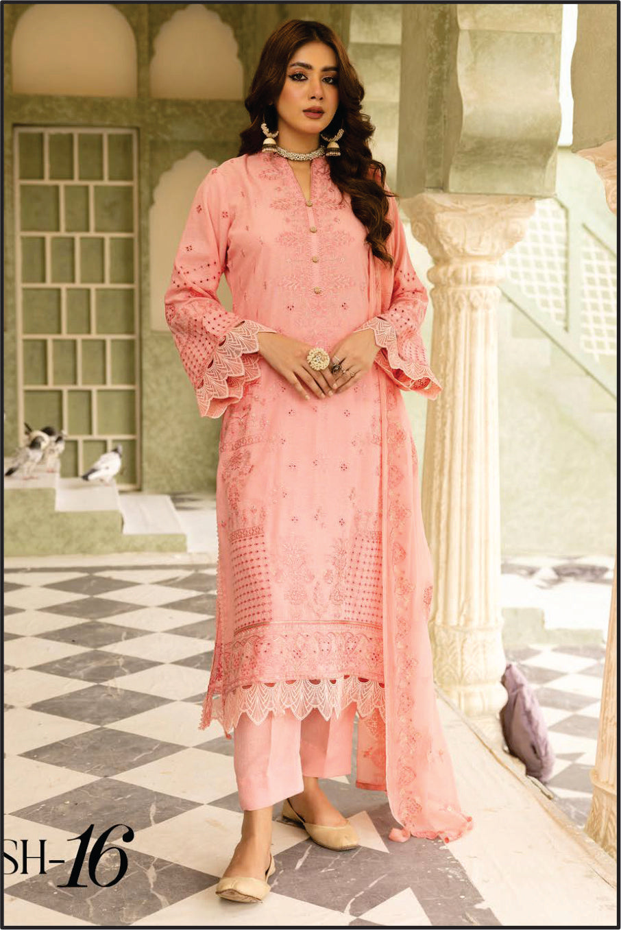 Ladies EMBROIDERED Karandi Suit Shamiyana by Khoobsurat